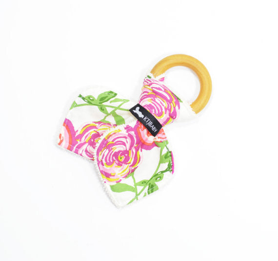 Wood Teething Ring - Floral Rose