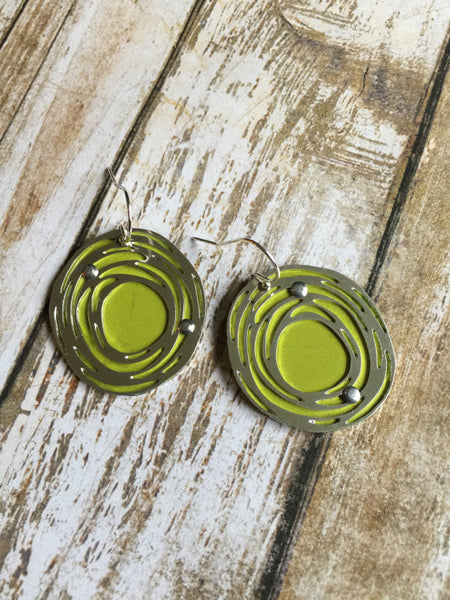 Sal'vij-Handcrafted Repurposed Chartreuse Drop Earrings