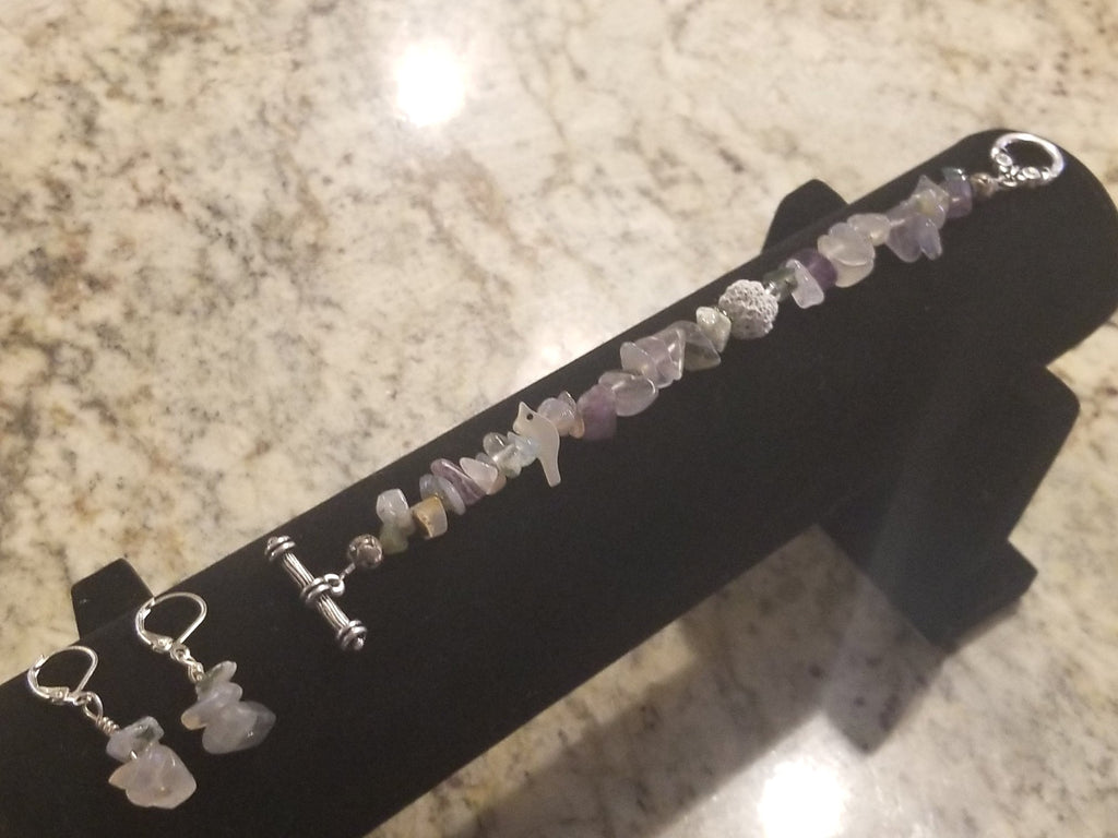 Aromatherapy Flourite + Agate Bracelet & Earring Gift Set