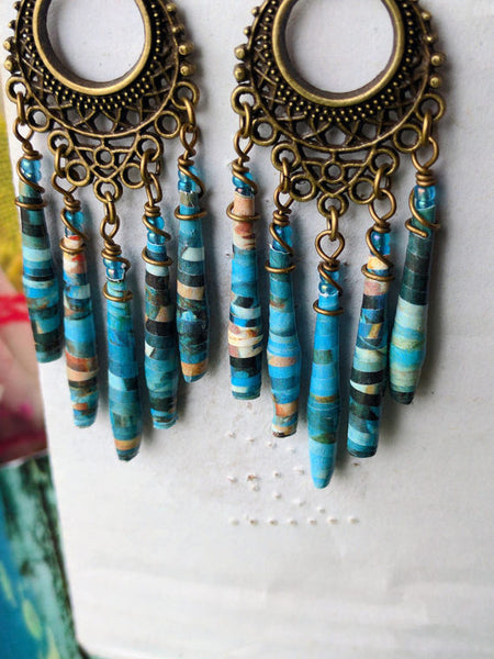 JoHa Dsigns - Handcrafted Renoir Paper Bead Chandelier Earrings