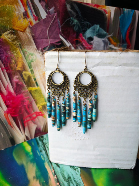 JoHa Dsigns - Handcrafted Renoir Paper Bead Chandelier Earrings