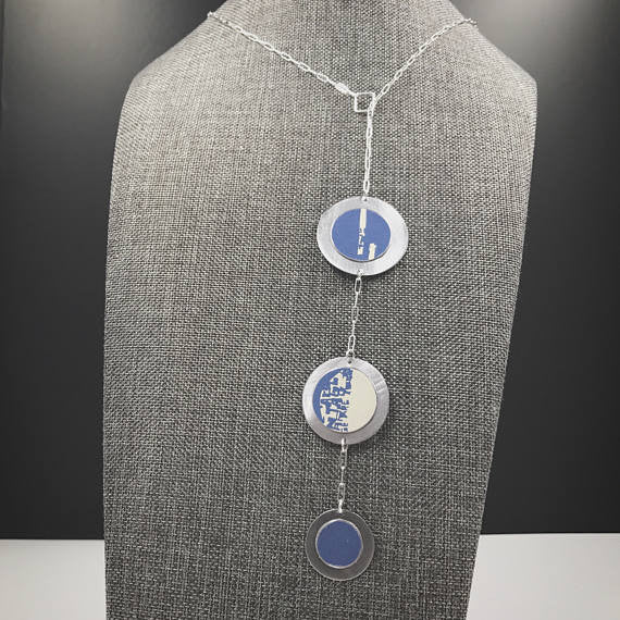 Sal'vij - Handcrafted Repurposed Blue Triple Disc Necklace